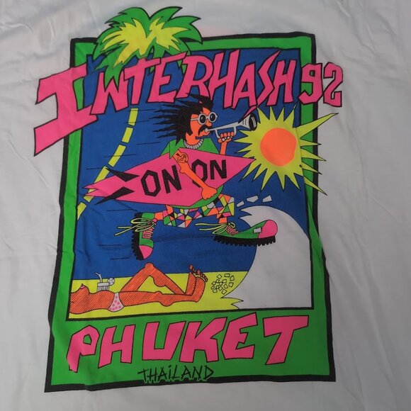 Vintage Neon Graphic T Shirt Phuket Thailand 1992 Size XL - Picture 2 of 6